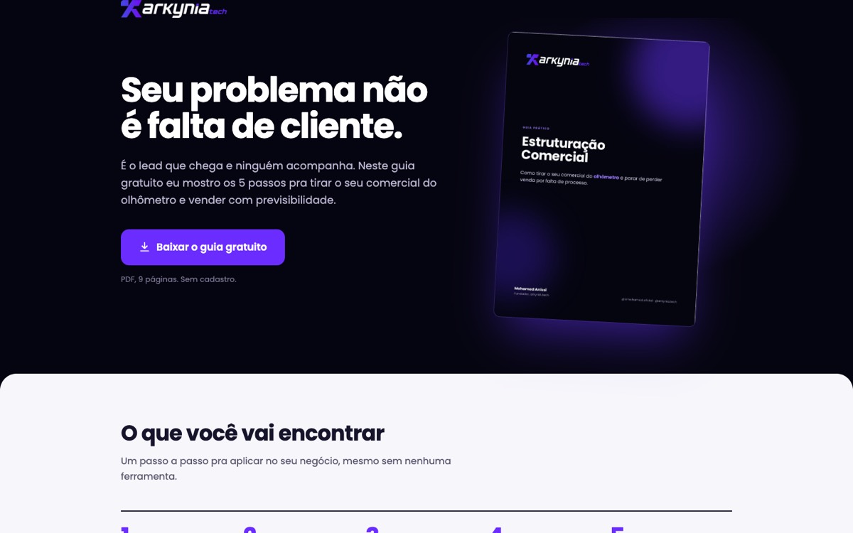 Tela de Guia de Estruturação Comercial