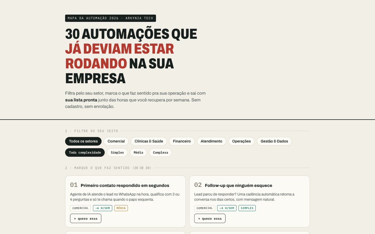 Tela de Mapa da Automação 2026