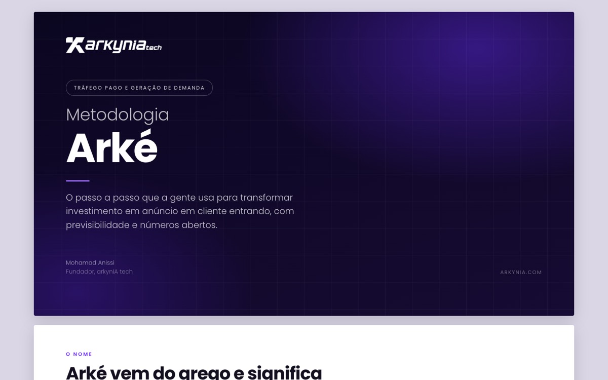 Tela de Metodologia Arké