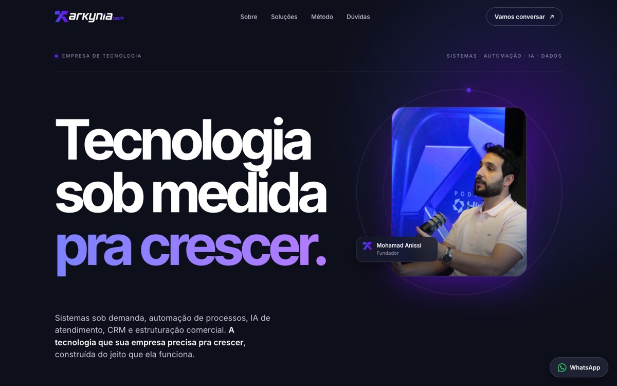 Tela de Site arkynIA tech